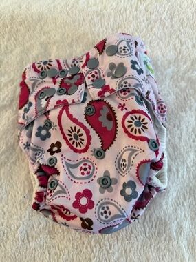 5/$25  Kids Adjustable Cloth Diaper Sweet Pea Pink and Gray Paisley Floral